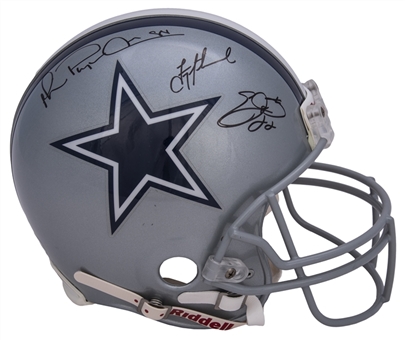 Mid 1990s Troy Aikman, Michael Irvin & Emmitt Smith Signed Dallas Cowboys Helmet (Fanatics)